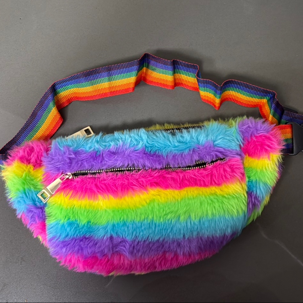 3AM Forever 21 Rainbow Furry Crossbody Bag